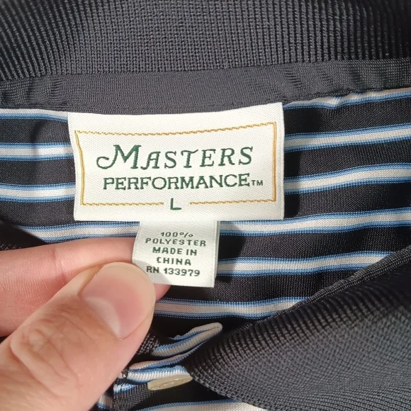 Masters Performance Polo Shirt Mens Large Striped Golf Pullover Augusta Casual - Picture 2 of 8